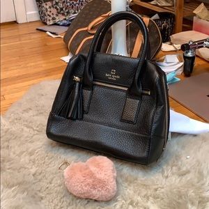 Kate spade genuine blk leather satchel free charm